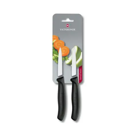 Set dveh nožev za zelenjavo Victorinox, 8cm, ravno rezilo, črn